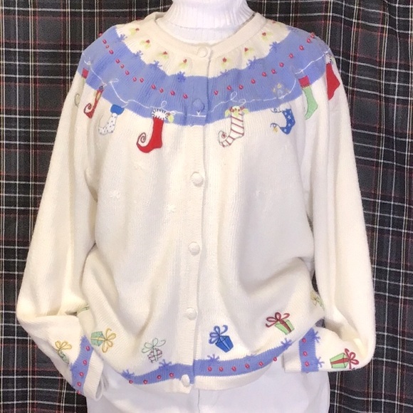 🎄CROFT & BARROW Cream Fair Isle Christmas Holiday Knit Sweater - Picture 1 of 8